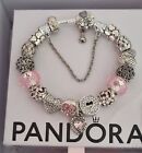 Genuine Pandora Bracelet Wildflower S925 ALE + Pink Charms 19cm +Pandora Box