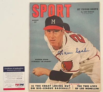 WARREN SPAHN Signed/Auto SPORT Magazine Aug 1953 PSA/DNA Newsstand No Label HOF - Image 1 of 4