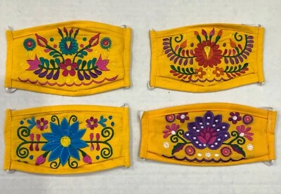 Маска для лица мексиканская вышитая с цветочным рисунком чехол для лица ручной работы в Мексике хлопок свежий - Изображение 1 из 4