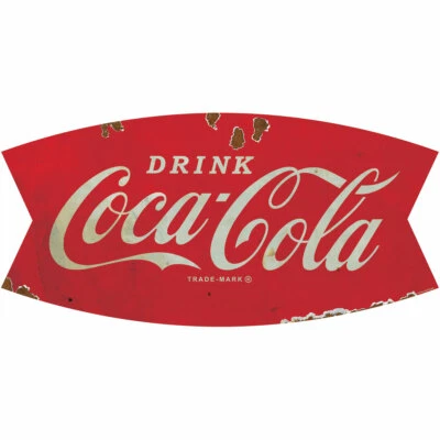 Calcomanía de pared Drink Coca-Cola Fishtail Logo años 60 envejecida con licencia oficial EE. UU. Foto 1 de 4