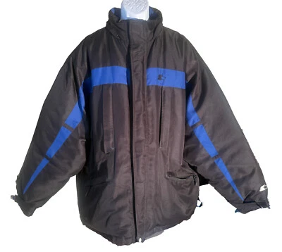 STARTER Men's Long Sleeve Full Zip Winter Coat Black/Royal 2XL - Image 1 of 4
