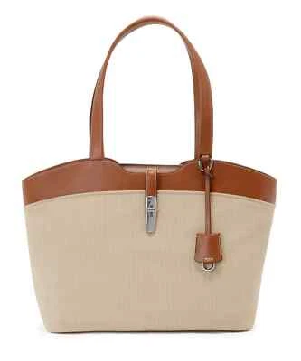 NEW Tumi Mezzanine GRAZ 19.0” Canvas & Leather Laptop Tote Bag - Natural Saddle - Image 1 of 4