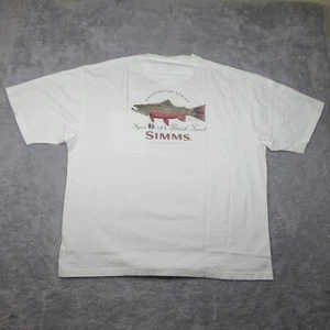 Simms Shirt 2XL White Short Sleeve Freshwater Series Jeff Currier Brook Trout - Picture 1 of 8