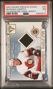 2001 PACIFIC TITANIUM 2 SIDED JERSEY #63 MARIAN HOSSA & JIRI DOPITA PSA 7 POP 1 - Picture 1 of 2