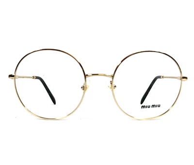 Miu Miu Eyeglasses Frames VMU53T 5AK-1O1 Shiny Gold Round Wire Rim 51-19-140 - Image 1 of 4