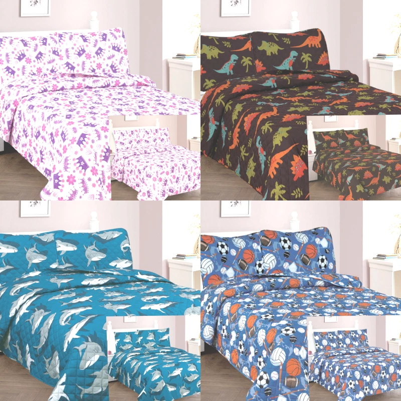 NEW 7PC QUILT BEDSPREAD WITH SHEET SET BED DRESSING BEDDING FOR KIDS TEENS FULL  - Image 1 of 1