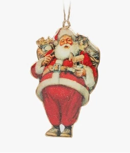 Christmas Ornament Santa Claus Vintage Retro 1950's Style Metal 6 inch - Picture 1 of 1