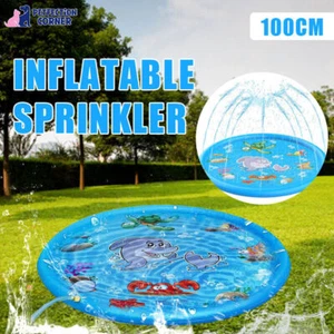 100cm Dog Splash Mat - Inflatable Outdoor Pet Sprinkler Play Pool Pad Water Toy - Picture 1 of 13