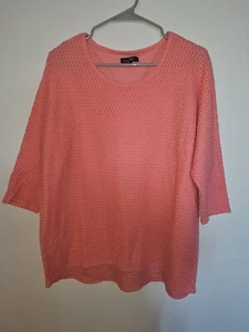 Womens Alfani Crochet Salmon Top Size L 3/4 Sleeves - Picture 1 of 3