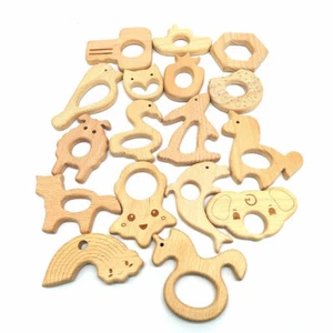 Unicorn Animal Teething Natural Beech Wood Beads Baby DIY Chew Toy Jewelry Make - Picture 1 of 28
