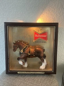 VTG Budweiser Beer Clydesdale Horse Shadow Box Lighted Bar Sign Light - Picture 1 of 13