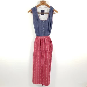 Tramontana Dirndl Damen Gr. 44 Blau Rot Beige Leinen Landhaus Kleid - Bild 1 von 8