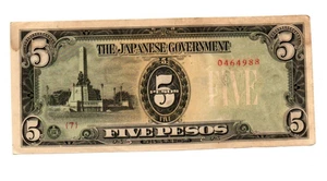 5 PESOS VERY FINE BANKNOTE FROM JAPANESE OCCUPIED PHILIPPINES 1943 PICK-110 - Picture 1 of 2