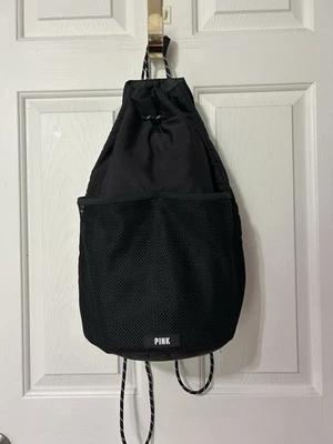 Victoria Secret Rosa Bolso con Cordón Mochila Bolso de Mano Ajustable Negro NUEVO Foto 1 de 4