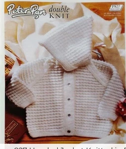 Chaquetas con capucha o cuello en V Peter Pan patrón de tejido P959 DK bebé niño 0-5 años - Imagen 1 de 2