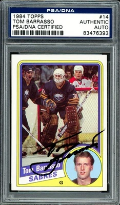 Tom Barrasso Signed 1984-85 Topps RC 14 Buffalo Sabres PSA/DNA #83476393 - Image 1 of 2