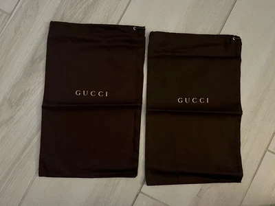 GUCCI Bolsa antipolvo Marrón Viaje Almacenamiento Cordón Bolsa Oro Logo Mediana 14x9 NUEVO Foto 1 de 4