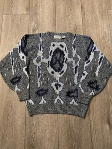 Vintage 90s Method Crazy Patterned Sweater Multicolor Grandpa Style Mens M - Picture 1 of 5