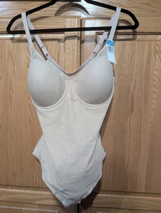 Maidenform Women's Sheer Lace Bodysuit Nude Firm Control, Nylon, 36C NWT - Picture 1 of 9