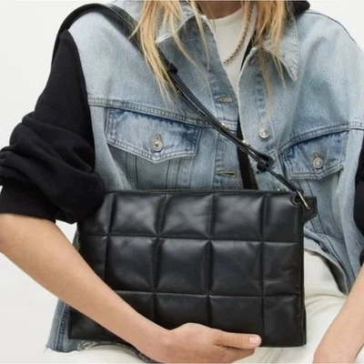 All Saints Eve Quilted Leather Crossbody Purse Women's Black  - Image 1 of 4