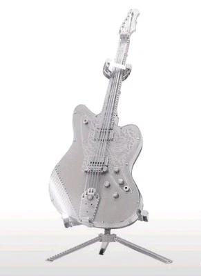 Quebra-cabeça de guitarra elétrica arte metal 3D grande 7,28 X 2,24 polegadas novo em folha - Imagem 1 de 4