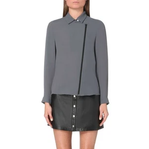 Camicia THE KOOPLES in chiffon con chiusura zip TAGLIA 3 grande grigia leggera top - Foto 1 di 12
