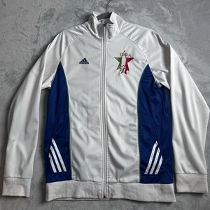 Italy Italia Track Jacket Mens 2XL White Adidas Soccer Full Zip Embroidered Flag - Picture 1 of 16
