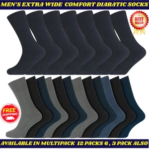 Mens Extra Wide Breathable Comfort Fit Diabetic Loose Top Socks 6-11 - Picture 1 of 10