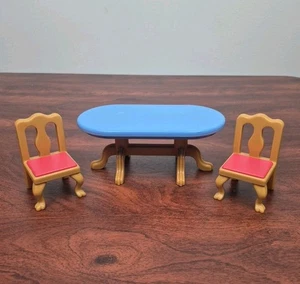 Vintage Little Tikes Grand Mansion Dollhouse Dining Room Table 2 Chairs Formal - Picture 1 of 16