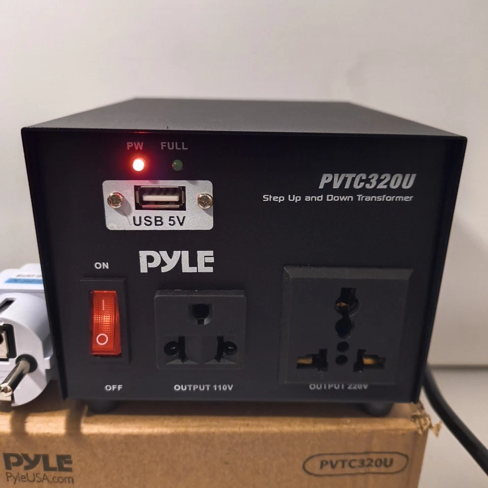 Pyle Step Up & Down Voltage Converter Transformer w/ USB Charging Port PVTC320U - Image 1 of 4