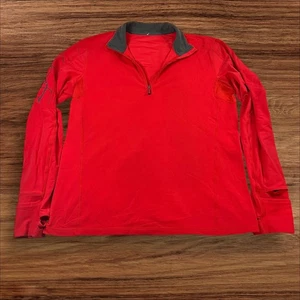 Lululemon Para Hombres Rojo Manga Larga Media Cremallera Pullover Ropa Activa Camisa Top Talla L - Imagen 1 de 10