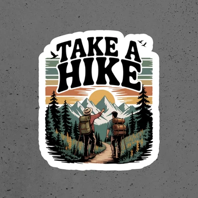 Adesivo de acampamento decalque de vinil faça uma caminhada montanhas pôr do sol laptop janela do carro - Imagem 1 de 3