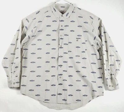 Wrangler Rugged Wear Shirt Mens 2XL Ivory Fishing Long Sleeve Regular Fit - Image 1 of 4
