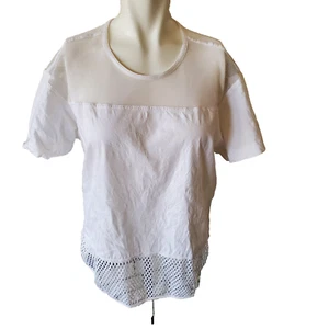 ADIDAS Stella McCartney Organic Cotton Mesh Jersey Active tee/top White Sz S - Picture 1 of 8