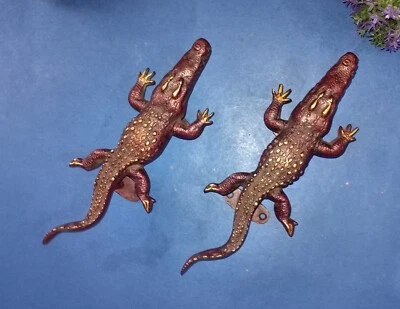 尼罗河鳄鱼形状门把手黄铜爬行动物家用入口门拉套装 HK554 — 第 1/4 张图片