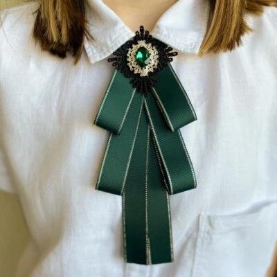 Preciosos broches de moño de cinta de estrás con nudo de encaje negros hechos a mano para mujer Foto 1 de 4