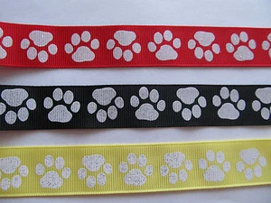 Ripskorn Hund Pfote Druck Glitzer Band 7/8" 22 mm - Bild 1 von 7