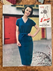Womens Knitting Patterns 4 ply DK Dress 32-40” Emu 2370 - Picture 1 of 2