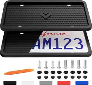 Silicone License Plate Frames 2 Pcs For Us Standard Car, Rattle-proof And - Picture 1 of 8