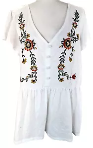 Top donna Lane Bryant bianco ricamato floreale taglie forti 14/16 large XL - Foto 1 di 10