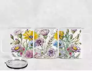 12 Oz Wildflowers Insulated Stainless Steel Camp Mug , Personalized Gift - Picture 1 of 5
