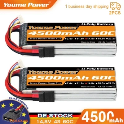 2Stück 14,8V 4S 4500mAh Lipo Akku TRX für RC Hubschrauber Auto LKW Drohne FPV - Bild 1 von 4