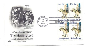 1787 Seeing Eye, Guide Dogs, ArtCraft block of 4, FDC - Picture 1 of 1