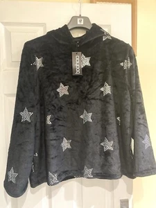 BOO HOO VELOUR STYLE SEQUIN STAR HOODIE PETITE RANGE 14 BNWT - Picture 1 of 10