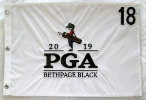 Pin de golf PGA @ BETH PAGE 2019 CC negro, bordado, bandera - ganado por Brooks Koepka - Imagen 1 de 1