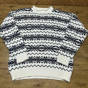 Vintage 90s GAP Ski Nordic Fair Isle Cotton Sweater Medium Chunky Ruderer Rolled - Bild 1 von 5