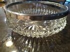 Vintage Crystal Pressed Glass Bowl with Silver Plated Metal Ring 8 x 4