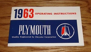 Plymouth 1963 manual de operadores del propietario 63 Fury Belvedere - Imagen 1 de 1