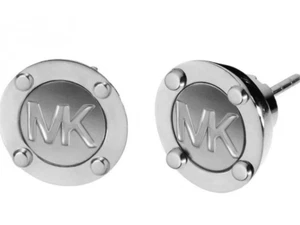 MICHAEL KORS MK Logo Silver Stainless Steel Stud Earrings MKJ1667040 + GIFT BOX - Picture 1 of 9