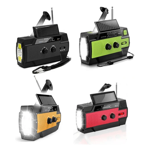 4000mAh Emergency Radio Crank Solar Hand Weather Power Bank Charger Flash Light